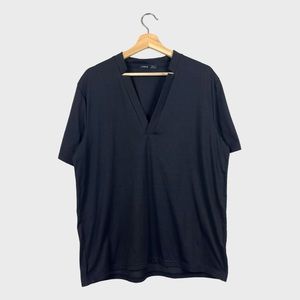 SHEIN Long V-Neck Short Sleeve T-Shirt